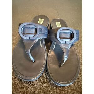 Fitflop Gracie NavyBlue Leather fit flop Sandals with Logo Insole size 37/6
